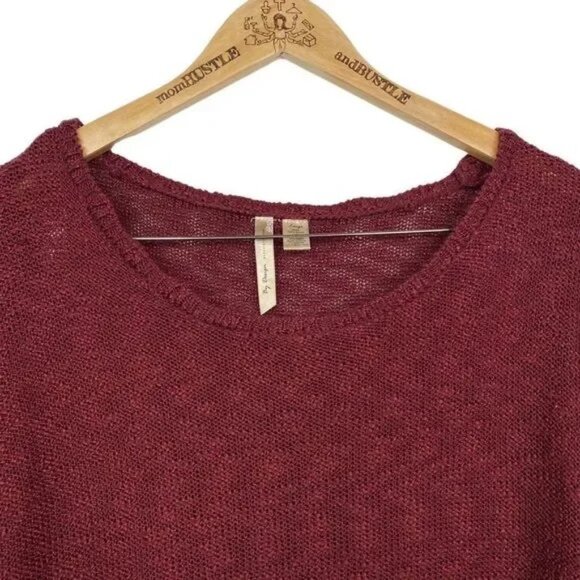 BY DESIGN WOMEN'S WINE RED LACE HEM SWEATER‎ SIZE LARGE - Picture 3 of 8